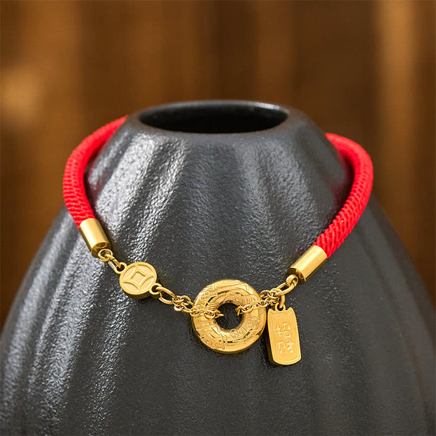 Buddha Stones Peace Buckle Attract Fortune Charm Titanium Steel Red String Connection Bracelet - image 3