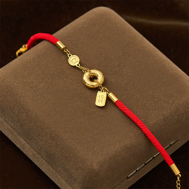 Buddha Stones Peace Buckle Attract Fortune Charm Titanium Steel Red String Connection Bracelet - image 2