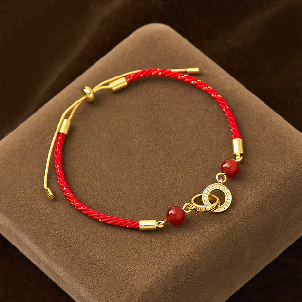 FREE Today: Strength and Protection Peace Buckles Copper Plated Gold Red String Bracelet - Red String(Wrist Circumference: 14-22cm) - image 0