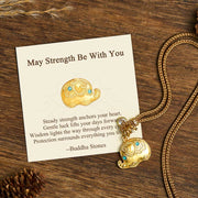Buddha Stones "May Strength Be With You" 24k Gold Plated Brass Elephant Necklace Includes Gift Message Card - Elephant - Standard Gift Box - image 0