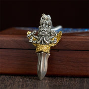 Buddha Stones Tibetan Vajra Three Heads Six Arms Design Copper Healing Spiritual Power Necklace Pendant - image 2