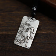 Buddha Stones Year of the Horse Chinese Zodiac Natal Buddha Copper Plated Silver Balance Necklace Pendant - Horse-Mahasattva Bodhisattva - image 0