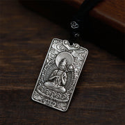 Buddha Stones Year of the Horse Chinese Zodiac Natal Buddha Copper Plated Silver Balance Necklace Pendant - image 1