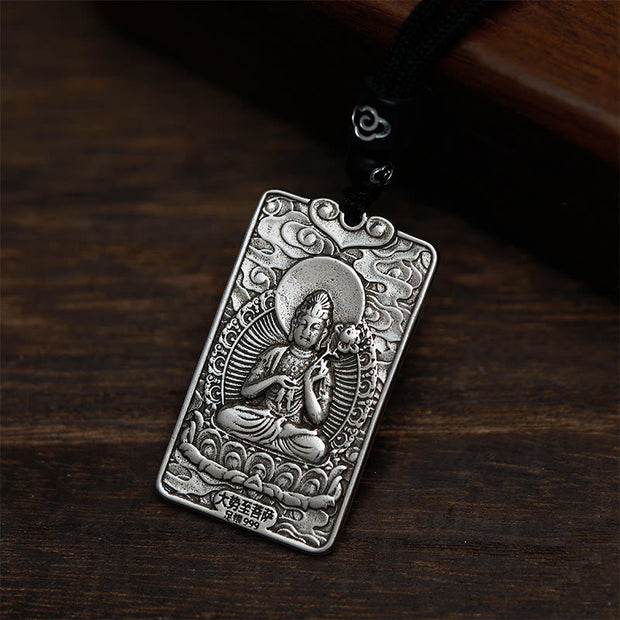 Buddha Stones Year of the Horse Chinese Zodiac Natal Buddha Copper Plated Silver Balance Necklace Pendant - image 1