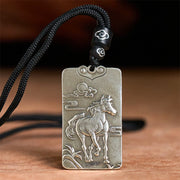 Buddha Stones Year of the Horse Chinese Zodiac Natal Buddha Copper Plated Silver Balance Necklace Pendant - image 4