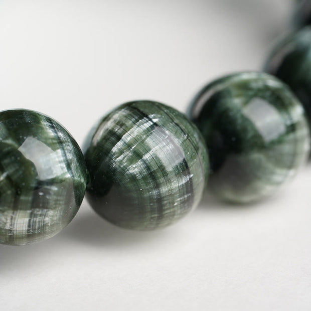 Buddha Stones Natural Seraphinite Round Emotional Balance Beaded Bracelet - image 5