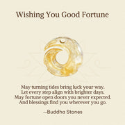 Buddha Stones "Wishing You Good Fortune" 24k Gold Plated Brass Peace Buckle Black Rope Necklace Includes Gift Message Card - image 2