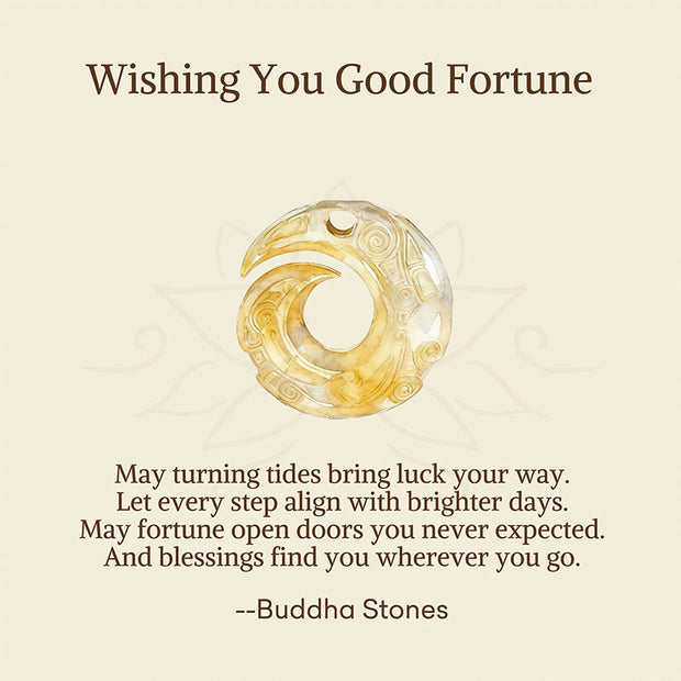 Buddha Stones "Wishing You Good Fortune" 24k Gold Plated Brass Peace Buckle Black Rope Necklace Includes Gift Message Card - image 2