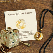 Buddha Stones "Wishing You Good Fortune" 24k Gold Plated Brass Peace Buckle Black Rope Necklace Includes Gift Message Card - Peace Buckle - Deluxe Gift Bag (+$9.59) - image 9