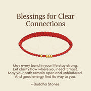 Buddha Stones "Blessings for Clear Connections" 925 Sterling Silver Plated Gold Beads Red String Bracelet Includes Gift Message Card - image 2