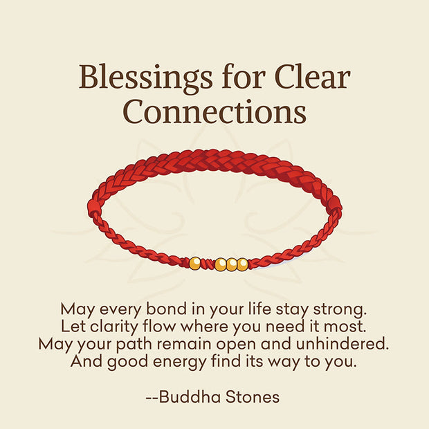 Buddha Stones "Blessings for Clear Connections" 925 Sterling Silver Plated Gold Beads Red String Bracelet Includes Gift Message Card - image 2