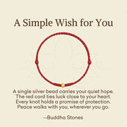 Buddha Stones "A Simple Wish for You" 925 Sterling Silver Plated Gold Single Bead Red Rope Bracelet Anklet Includes Gift Message Card - image 2