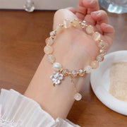 Buddha Stones Four Leaf Clover Charm Amethyst Citrine White Cat's Eye Liuli Beaded Balance Bracelet - image 10