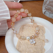 Buddha Stones Four Leaf Clover Charm Amethyst Citrine White Cat's Eye Liuli Beaded Balance Bracelet - Citrine(Wrist Circumference: 15-17cm) - image 7