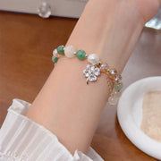 Buddha Stones Four Leaf Clover Charm Amethyst Citrine White Cat's Eye Liuli Beaded Balance Bracelet - image 17