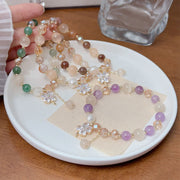 Buddha Stones Four Leaf Clover Charm Amethyst Citrine White Cat's Eye Liuli Beaded Balance Bracelet - image 28