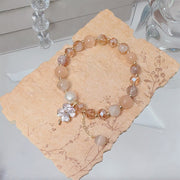 Buddha Stones Four Leaf Clover Charm Amethyst Citrine White Cat's Eye Liuli Beaded Balance Bracelet - image 9