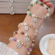 Buddha Stones Four Leaf Clover Charm Amethyst Citrine White Cat's Eye Liuli Beaded Balance Bracelet - image 26