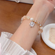 Buddha Stones Four Leaf Clover Charm Amethyst Citrine White Cat's Eye Liuli Beaded Balance Bracelet - image 11