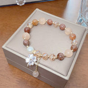 Buddha Stones Four Leaf Clover Charm Amethyst Citrine White Cat's Eye Liuli Beaded Balance Bracelet - image 21