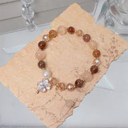 Buddha Stones Four Leaf Clover Charm Amethyst Citrine White Cat's Eye Liuli Beaded Balance Bracelet - image 22