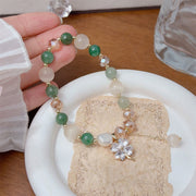 Buddha Stones Four Leaf Clover Charm Amethyst Citrine White Cat's Eye Liuli Beaded Balance Bracelet - Green Strawberry Quartz(Wrist Circumference: 15-17cm) - image 13