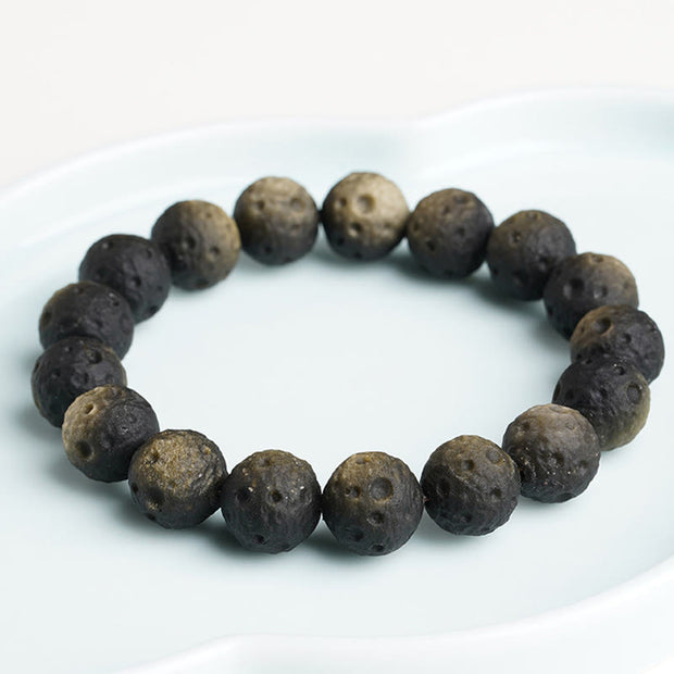 Buddha Stones Natural Silver Sheen Obsidian Gold Sheen Obsidian Round Beads Protection Bracelet - image 10