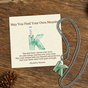 Buddha Stones "May You Find Your Own Meaning" Natural A-Z Letter Jade Titanium Steel Chain 925 Sterling Silver Chain Necklace Includes Gift Message Card - K - Titanium Steel Chain(One Pendant) - Standard Gift Box - image 51