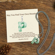 Buddha Stones "May You Find Your Own Meaning" Natural A-Z Letter Jade Titanium Steel Chain 925 Sterling Silver Chain Necklace Includes Gift Message Card - P - Titanium Steel Chain(One Pendant) - Standard Gift Box - image 71