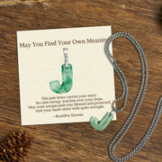 Buddha Stones "May You Find Your Own Meaning" Natural A-Z Letter Jade Titanium Steel Chain 925 Sterling Silver Chain Necklace Includes Gift Message Card - J - Titanium Steel Chain(One Pendant) - Standard Gift Box - image 47