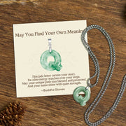 Buddha Stones "May You Find Your Own Meaning" Natural A-Z Letter Jade Titanium Steel Chain Necklace Includes Gift Message Card - Q - Titanium Steel Chain(One Pendant) - Standard Gift Box - image 75