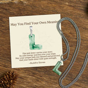 Buddha Stones "May You Find Your Own Meaning" Natural A-Z Letter Jade Titanium Steel Chain 925 Sterling Silver Chain Necklace Includes Gift Message Card - L - Titanium Steel Chain(One Pendant) - Standard Gift Box - image 55