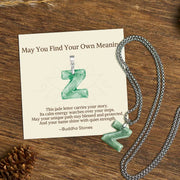 Buddha Stones "May You Find Your Own Meaning" Natural A-Z Letter Jade Titanium Steel Chain 925 Sterling Silver Chain Necklace Includes Gift Message Card - Z - Titanium Steel Chain(One Pendant) - Standard Gift Box - image 111