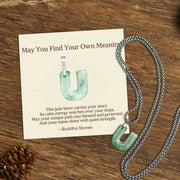 Buddha Stones "May You Find Your Own Meaning" Natural A-Z Letter Jade Titanium Steel Chain 925 Sterling Silver Chain Necklace Includes Gift Message Card - U - Titanium Steel Chain(One Pendant) - Standard Gift Box - image 91