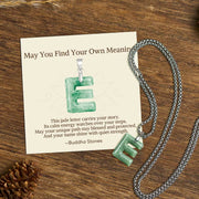 Buddha Stones "May You Find Your Own Meaning" Natural A-Z Letter Jade Titanium Steel Chain 925 Sterling Silver Chain Necklace Includes Gift Message Card - E - Titanium Steel Chain(One Pendant) - Standard Gift Box - image 27