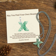 Buddha Stones "May You Find Your Own Meaning" Natural A-Z Letter Jade Titanium Steel Chain Necklace Includes Gift Message Card - X - Titanium Steel Chain(One Pendant) - Standard Gift Box - image 103