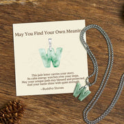 Buddha Stones "May You Find Your Own Meaning" Natural A-Z Letter Jade Titanium Steel Chain 925 Sterling Silver Chain Necklace Includes Gift Message Card - W - Titanium Steel Chain(One Pendant) - Standard Gift Box - image 99