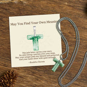 Buddha Stones "May You Find Your Own Meaning" Natural A-Z Letter Jade Titanium Steel Chain 925 Sterling Silver Chain Necklace Includes Gift Message Card - T - Titanium Steel Chain(One Pendant) - Standard Gift Box - image 87