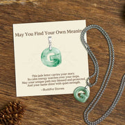 Buddha Stones "May You Find Your Own Meaning" Natural A-Z Letter Jade Titanium Steel Chain Necklace Includes Gift Message Card - G - Titanium Steel Chain(One Pendant) - Standard Gift Box - image 35