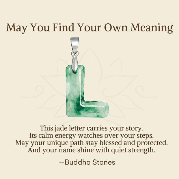 Buddha Stones "May You Find Your Own Meaning" Natural A-Z Letter Jade Titanium Steel Chain 925 Sterling Silver Chain Necklace Includes Gift Message Card - image 57