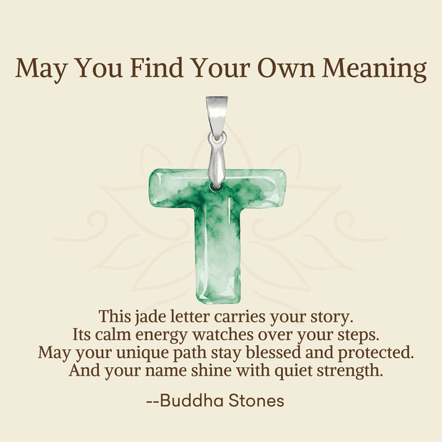 Buddha Stones "May You Find Your Own Meaning" Natural A-Z Letter Jade Titanium Steel Chain 925 Sterling Silver Chain Necklace Includes Gift Message Card - image 89