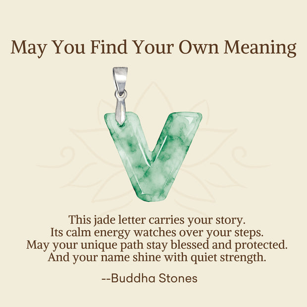 Buddha Stones "May You Find Your Own Meaning" Natural A-Z Letter Jade 925 Sterling Silver Chain Necklace Includes Gift Message Card - image 106