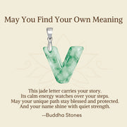 Buddha Stones "May You Find Your Own Meaning" Natural A-Z Letter Jade Titanium Steel Chain Necklace Includes Gift Message Card - image 97