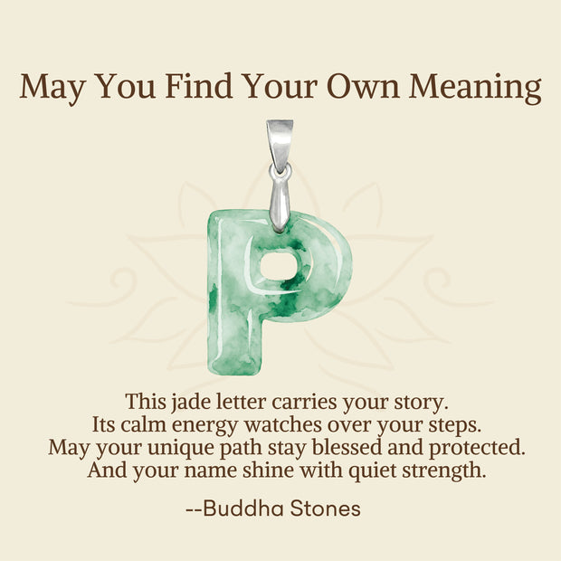Buddha Stones "May You Find Your Own Meaning" Natural A-Z Letter Jade Titanium Steel Chain 925 Sterling Silver Chain Necklace Includes Gift Message Card - image 73
