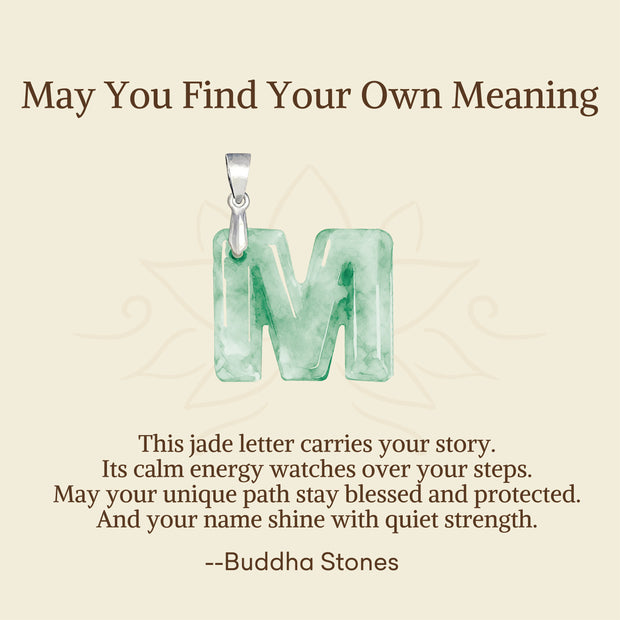 Buddha Stones "May You Find Your Own Meaning" Natural A-Z Letter Jade Titanium Steel Chain 925 Sterling Silver Chain Necklace Includes Gift Message Card - image 61