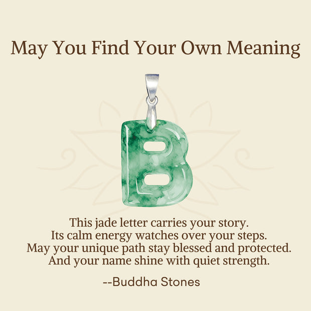 Buddha Stones "May You Find Your Own Meaning" Natural A-Z Letter Jade Titanium Steel Chain 925 Sterling Silver Chain Necklace Includes Gift Message Card - image 14