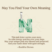 Buddha Stones "May You Find Your Own Meaning" Natural A-Z Letter Jade 925 Sterling Silver Chain Necklace Includes Gift Message Card - image 74