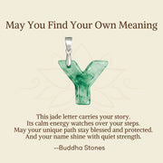 Buddha Stones "May You Find Your Own Meaning" Natural A-Z Letter Jade Titanium Steel Chain Necklace Includes Gift Message Card - image 109
