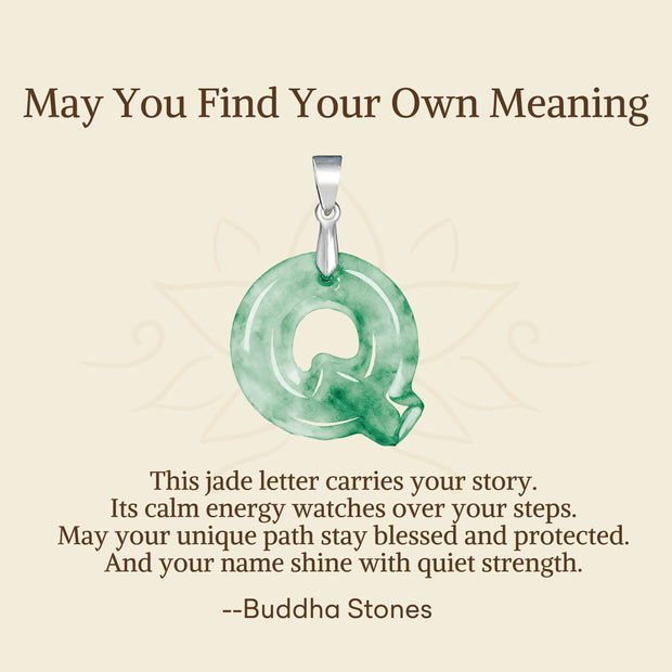 Buddha Stones "May You Find Your Own Meaning" Natural A-Z Letter Jade Titanium Steel Chain Necklace Includes Gift Message Card - image 77
