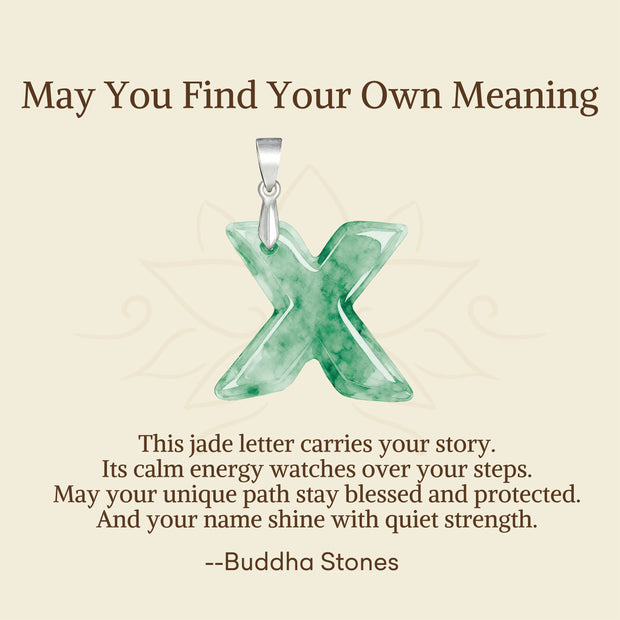 Buddha Stones "May You Find Your Own Meaning" Natural A-Z Letter Jade Titanium Steel Chain Necklace Includes Gift Message Card - image 105